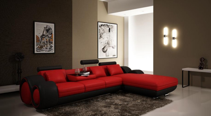 Patented Design Corner Sofa Couch Upholstery Leather Corner BERLIN Living Landscape