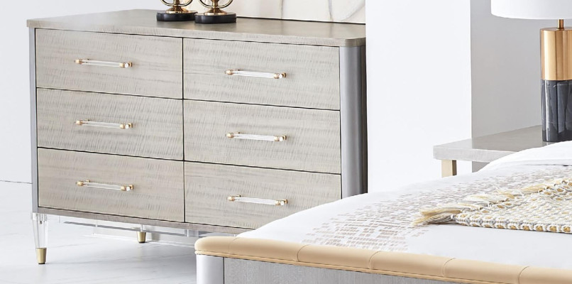 Bed nightstand 4-piece bedroom set design modern luxury beds group leather
