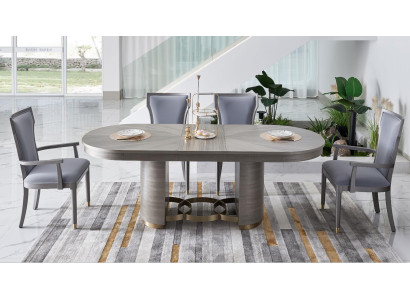 Designer 4x Chair Set Dining Room Leaning Upholstered Seat Chair Set Complete