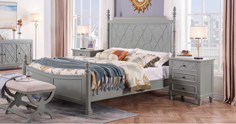 Elegant bedroom set suite nightstand dresser bed designer furniture beds