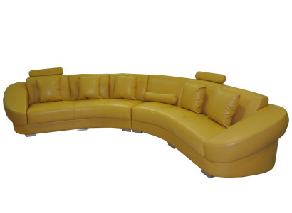 Round corner sofa couch upholstery XXL big round sofas living landscape U-shape yellow new