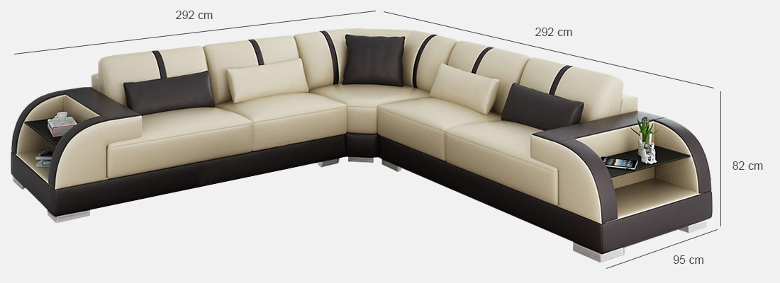Design corner leather sofa couch upholstery set living landscape L shape modern beige
