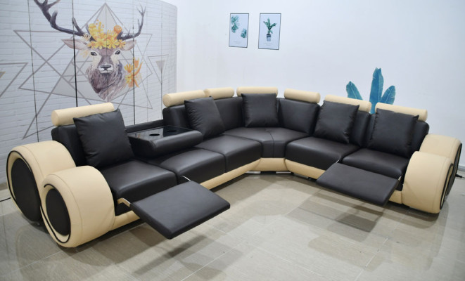 Design sectional sofa set leather relaxation function sofa -- Protected Design --
