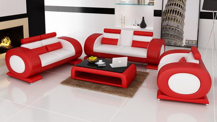 Sofa with USB Leather Seat 3+2+1 Complete Set Suite Designer Modern Upholstery New