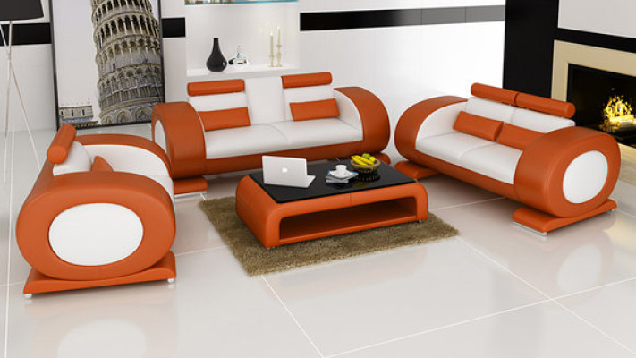 Sofa with USB Leather Seat 3+2+1 Complete Set Suite Designer Modern Upholstery New