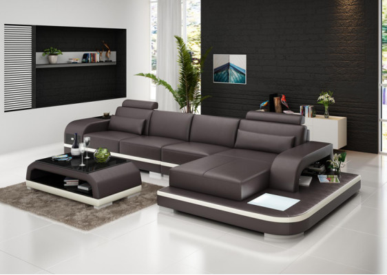 Modern elegant design L-shaped corner leather sofa for timeless living spaces