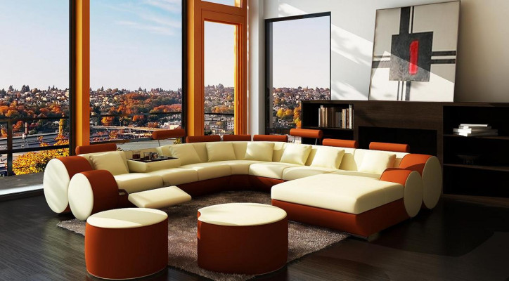 Designer leather sofa with USB XXL living area sofa upholstered corner corner sofa new sofas