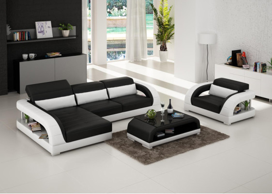 Leather sofa, couch, living landscape, corner sofa, armchair set, suite design sofa, USB, new