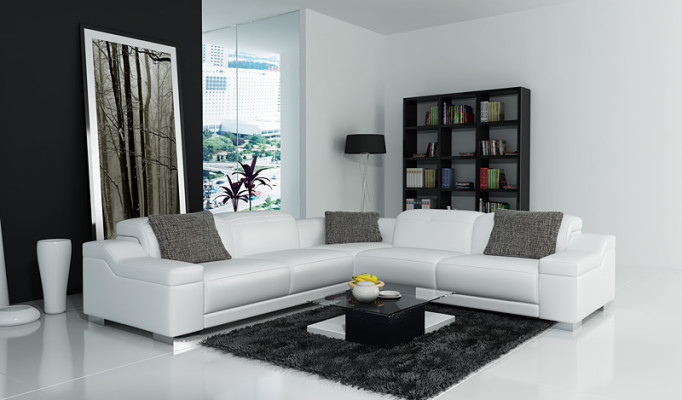 Leather sofa, sofa, couch, living landscape, corner sofa, modern corner suite, design.