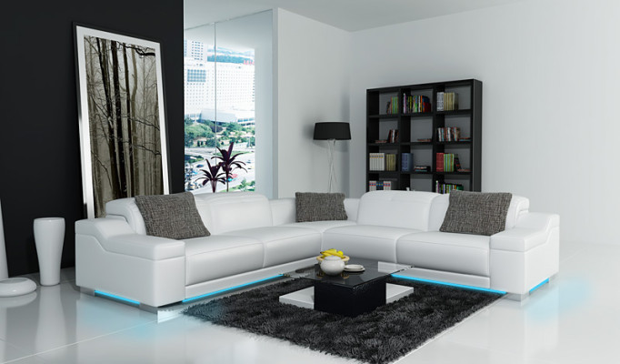 Leather sofa, sofa, couch, living landscape, corner sofa, modern corner suite, design.