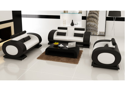Leather sofa couch living landscape 3+2+1 seater set modern design