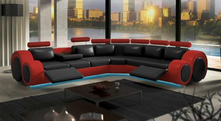 LEATHER SOFA CORNER COUCH DESIGN SOFA LEATHER COUCH CORNER SOFA LIVING AREA BLACK WHITE