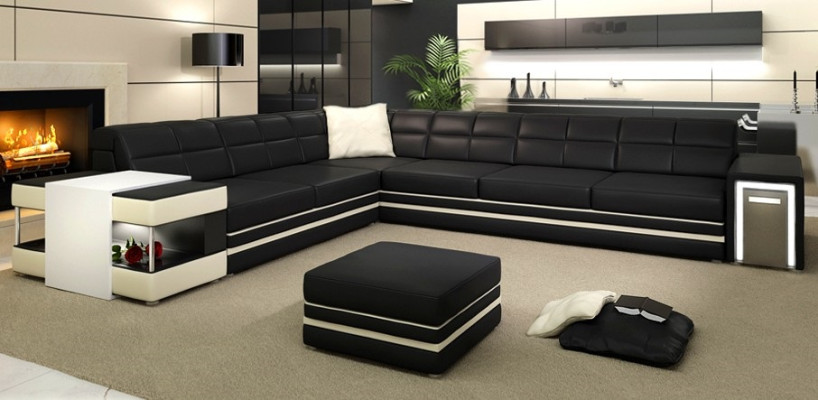 Sectional sofa couch upholstery leather living area corner set L leather sofa 3026