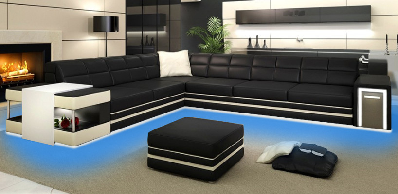 Sectional sofa couch upholstery leather living area corner set L leather sofa 3026