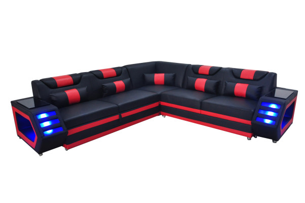 Design Leather Upholstery Seat Corner Couch Upholstery Corner Landscape Living Sofa USB LED