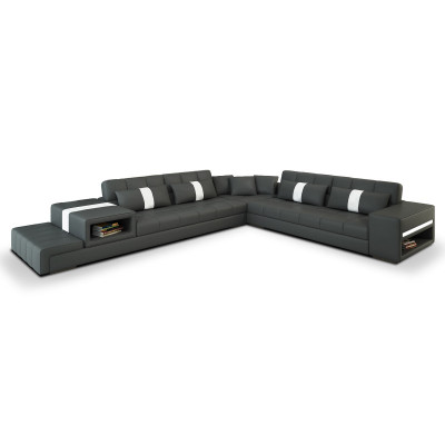 Sectional sofa couch USB upholstery living landscape leather sofa design L shape new beige