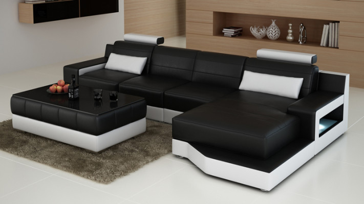 Elegant black designer L-shaped corner sofa for stylish living spaces