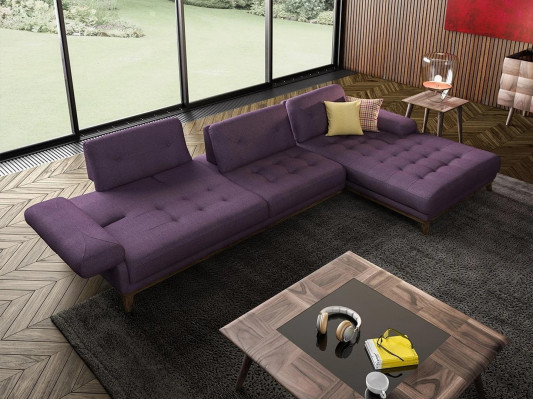 Purple L-shaped sectional sofa living room luxury coffee table furnishing new set furniture