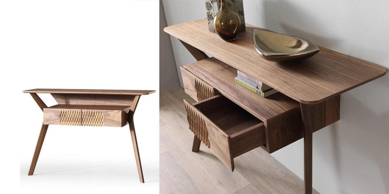 Living Room Luxury Console Table Brown Wood Table Modern Design Console