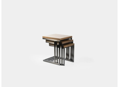 Living room 3x side table luxury wood table stainless steel design furniture furnishing