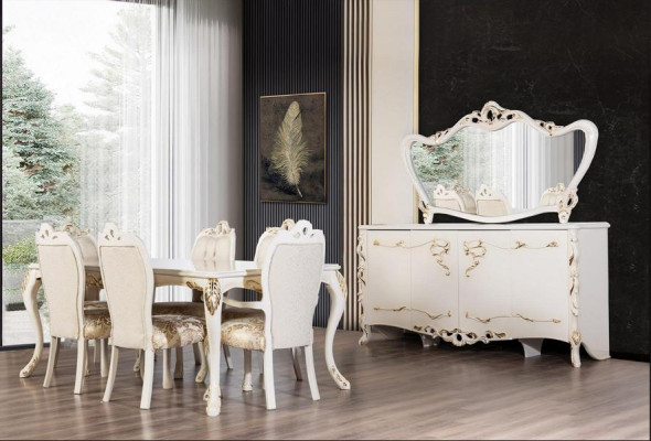 Sideboard Mirror Set Dining Baroque Wood Dressers Wooden Cabinet New