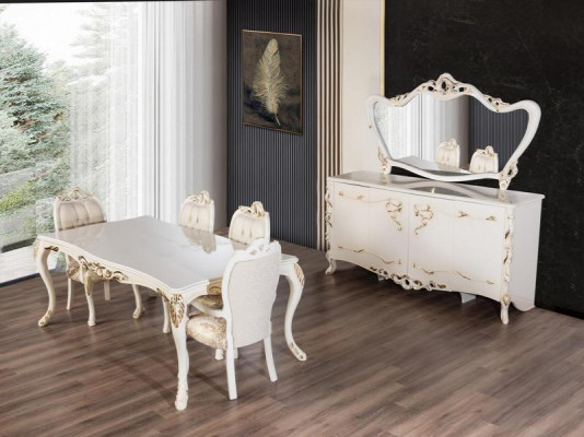 Sideboard Mirror Set Dining Baroque Wood Dressers Wooden Cabinet New