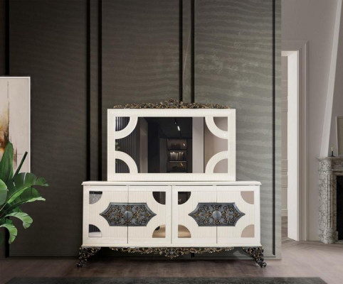 Luxury Dining Room Set Group 6 Chairs Dining Table Sideboard 9-piece Dining Room Set