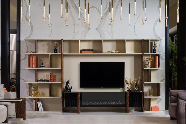 Wall units TV wall wood modern style shelf living room furniture cabinet RTV stand
