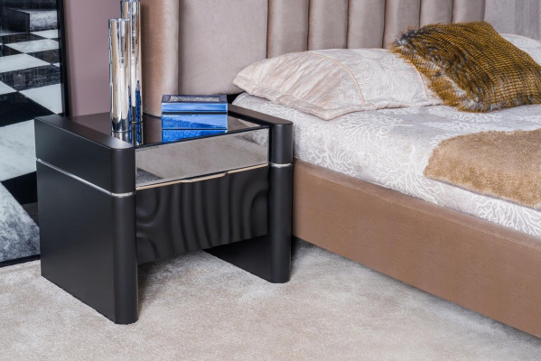 Luxury Bedroom Set Bed + 2x Nightstands Wood Complete Modern New