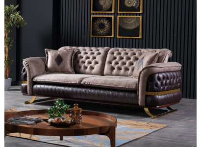 Three-seater design sofa 3-seater couches textile Chesterfield sofa 3-seater fabric new