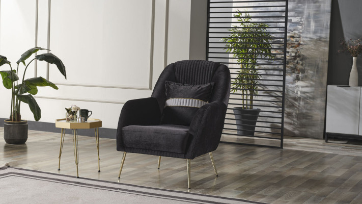Elegant Sofa Chair Sofa Set Black Relax 2-Piece Living Room Furniture