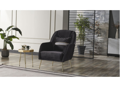 Elegant Sofa Chair Sofa Set Black Relax 2-Piece Living Room Furniture