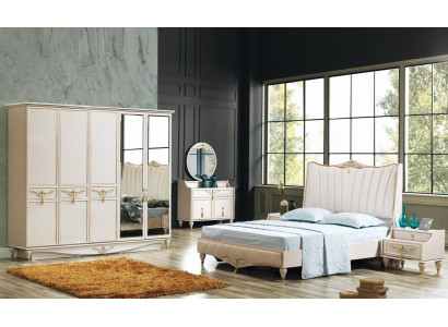 Luxury Bedroom Set Bed + 2x Nightstands + Wardrobe + Dresser Complete Modern