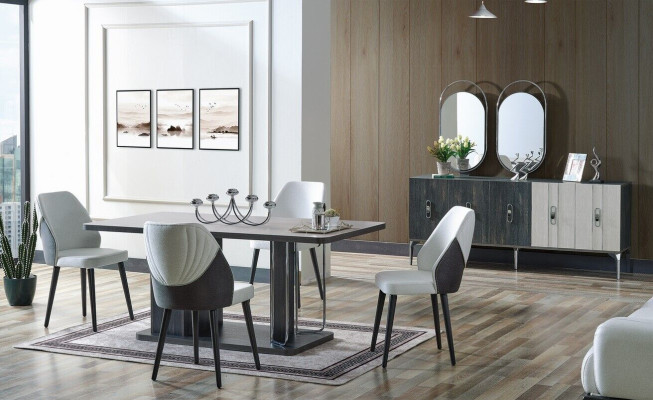 Luxury Dining Room Set Dining Table 6x Chairs Sideboard Dining Set 8 pcs