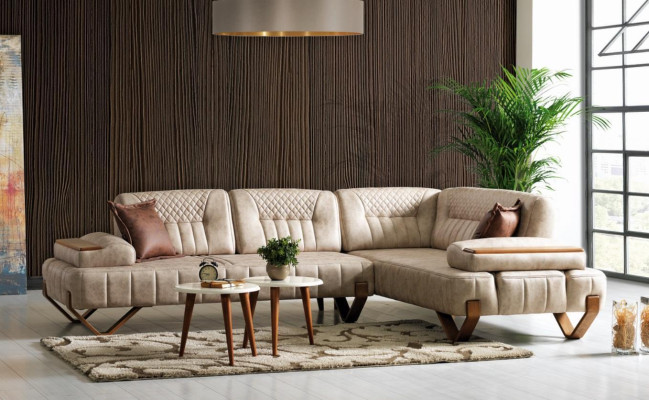Corner sofa living landscape color beige L-shaped sofa new living room corner sofa luxury new