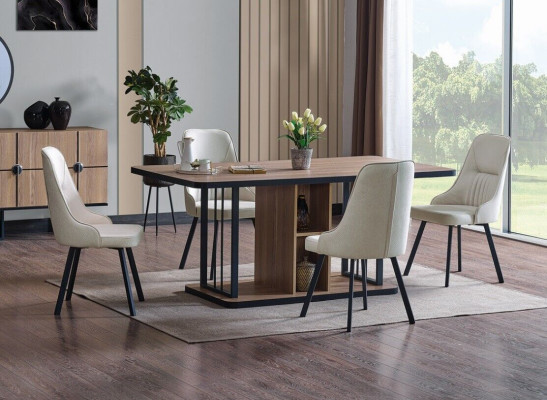 Luxury Dining Room Set Dining Table 6x Chairs Sideboard Dining Suite Set 8 pcs