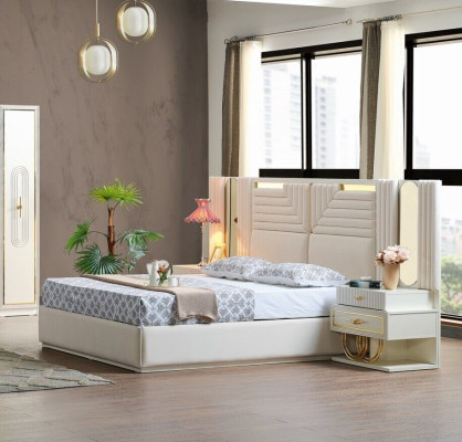 Modern bedroom set bed + 2x nightstands design furniture 3 pcs EU