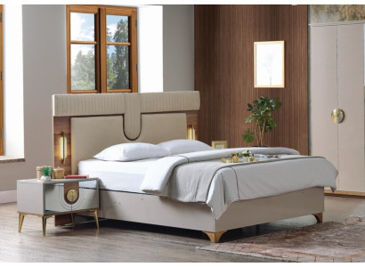 Luxury Bedroom Set Bed + 2x Nightstands Wood Complete New Modern