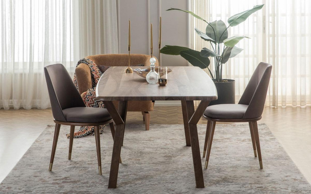 Upholstered Dining Room Chair Set 6x Chairs + Dining Table Luxury Furniture Group Dining Set