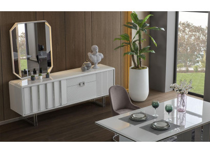 Group sideboard mirror cabinet cupboards wood furniture white living room
