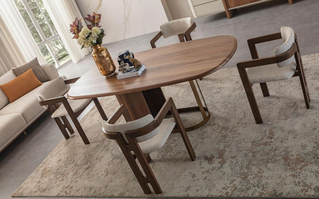 Luxury Dining Room Set Dining Table + 6x Chairs + Sideboard + Mirror 9 pieces Modern