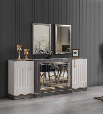 Modern sideboard with 2 mirrors designer living room furniture wooden chest of drawers