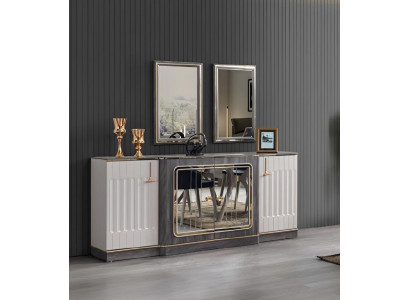 Modern sideboard with 2 mirrors designer living room furniture wooden chest of drawers