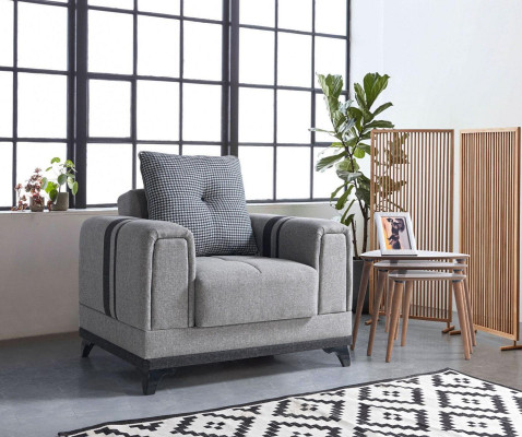 Design Seat Luxury Armchair Relax Textile Gray Armchair Lounge Club Modern Luxury