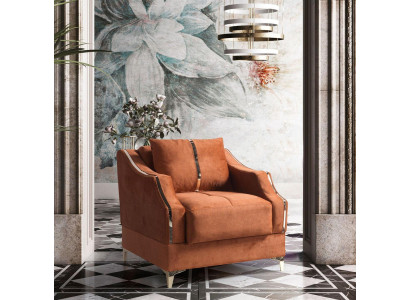 Design Seat Luxury Armchair Relax Textile with Stainless Steel Lounge Club Single Seater