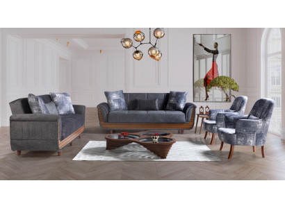 3+2+1+1 Sofa Set Wood Living Room Luxury Sofa Modern Fabric Complete Modern