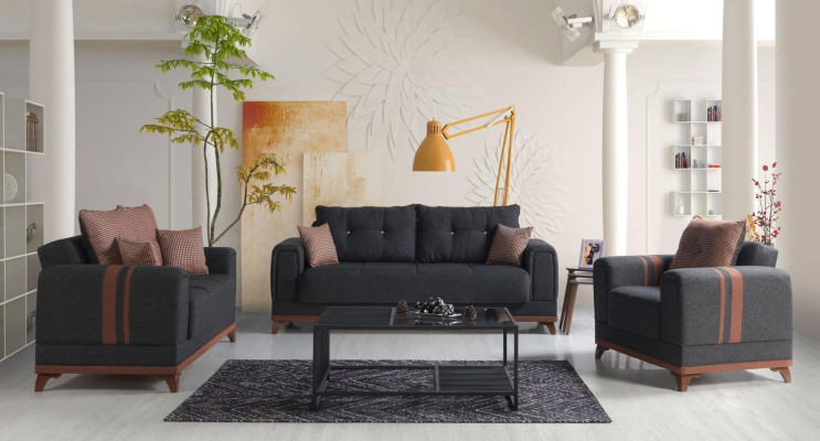 Gray sofa set 3+2+1 seater sofa complete set relaxation armchair 3-piece.