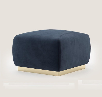 Designer luxury blue stool with stainless steel edge upholstery textile furniture new