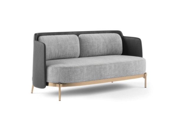 Designer gray 2-seater luxury living room upholstered couch textile furniture