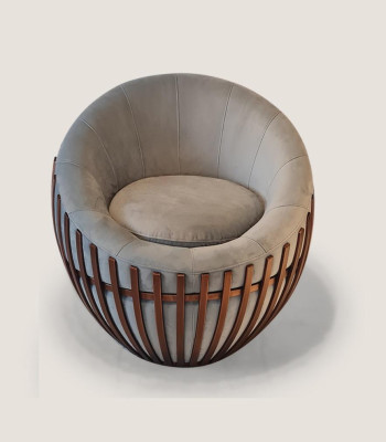 Designer gray armchair living room furniture upholstered seat textile armchair lounge club